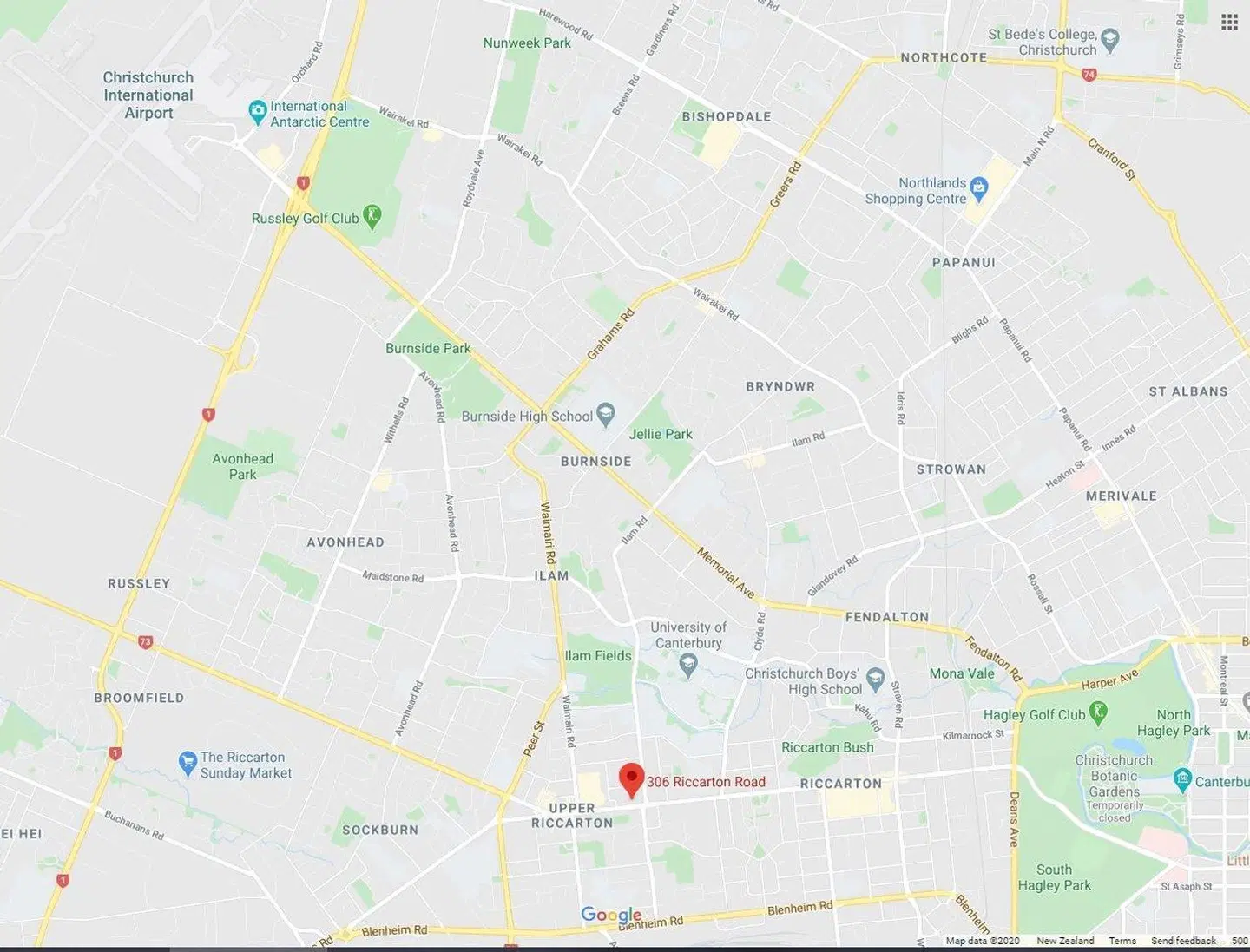 306 Aspire on Riccarton Motel Landkarte