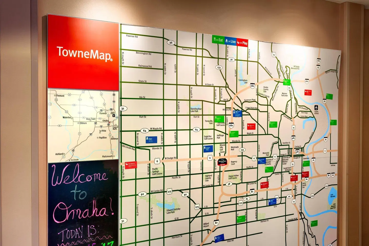 TownePlace Suites by Marriott Omaha West Landkarte