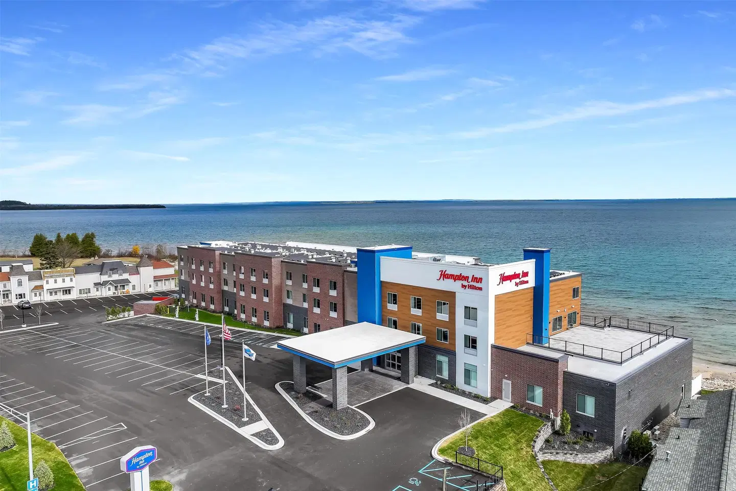 Hampton Inn St Ignace Lakefront Mackinac Terrasse