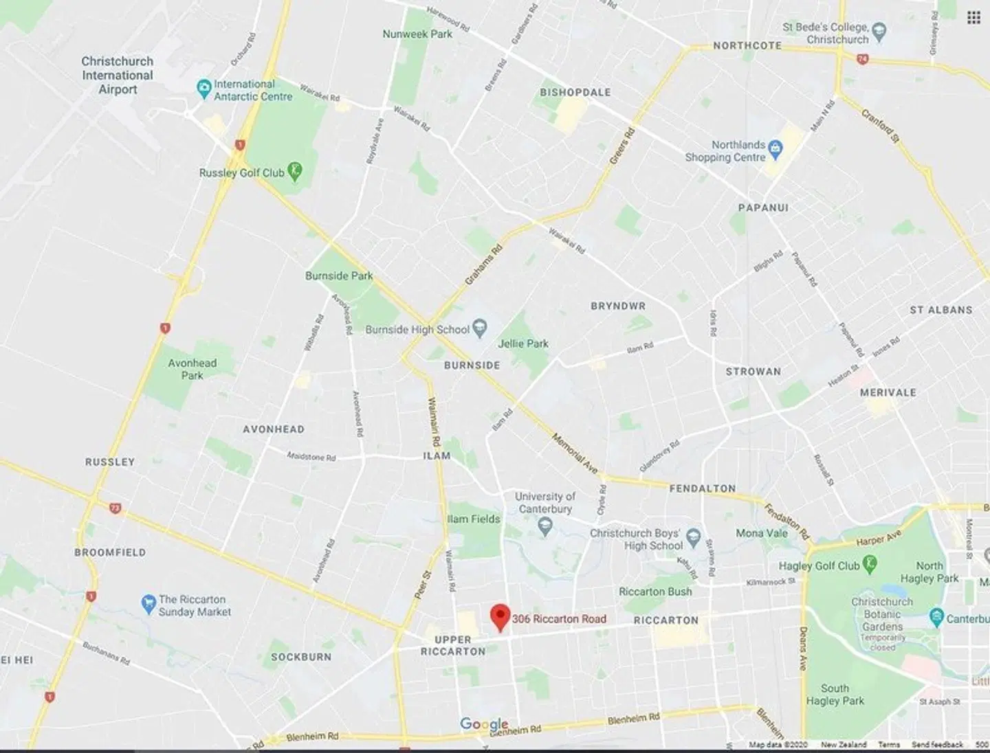 306 Aspire on Riccarton Motel Landkarte