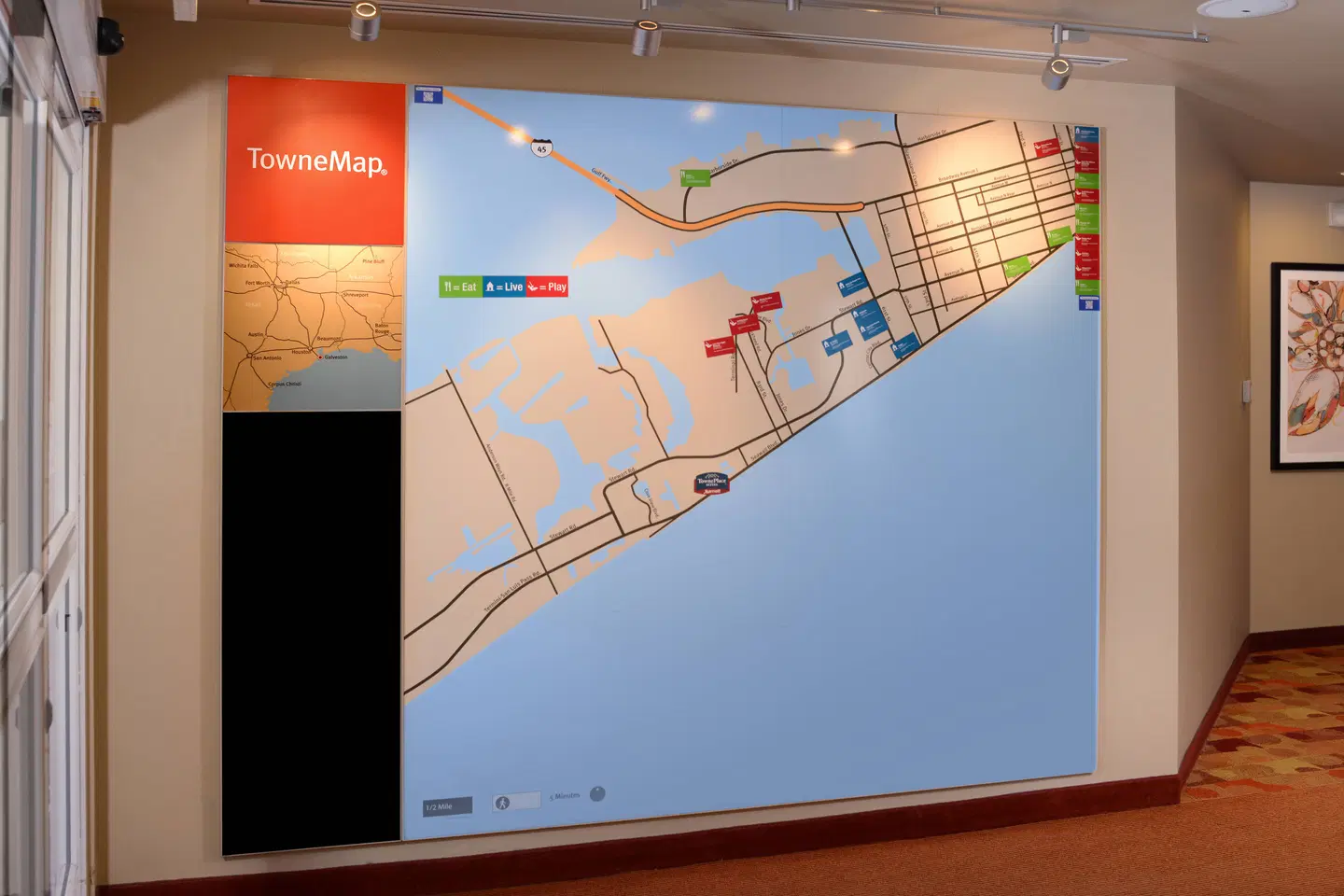 TownePlace Suites by Marriott Galveston Island Gulf Front Landkarte