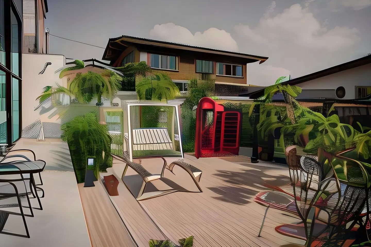 Play Poshtel & Cafe (SHA Certified) Terrasse