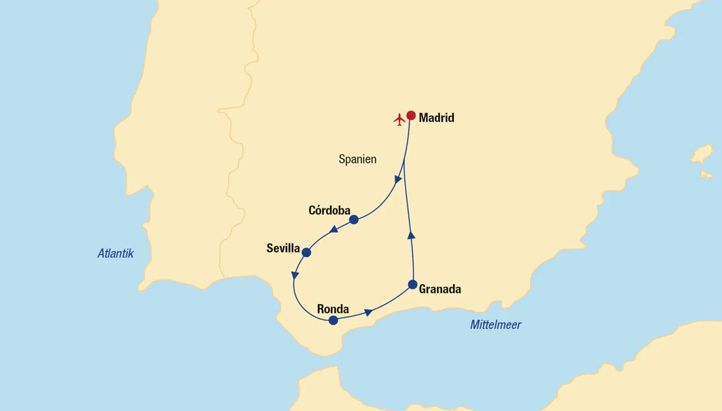 Andalusien Rundreise Landkarte