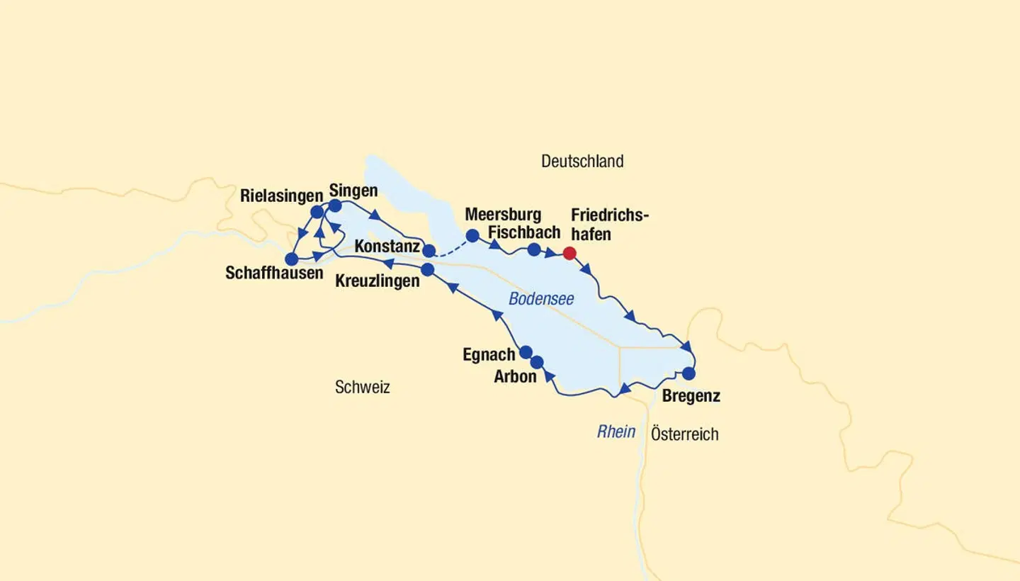 Bodensee-Radtour Drei-Länder-Tour Landkarte