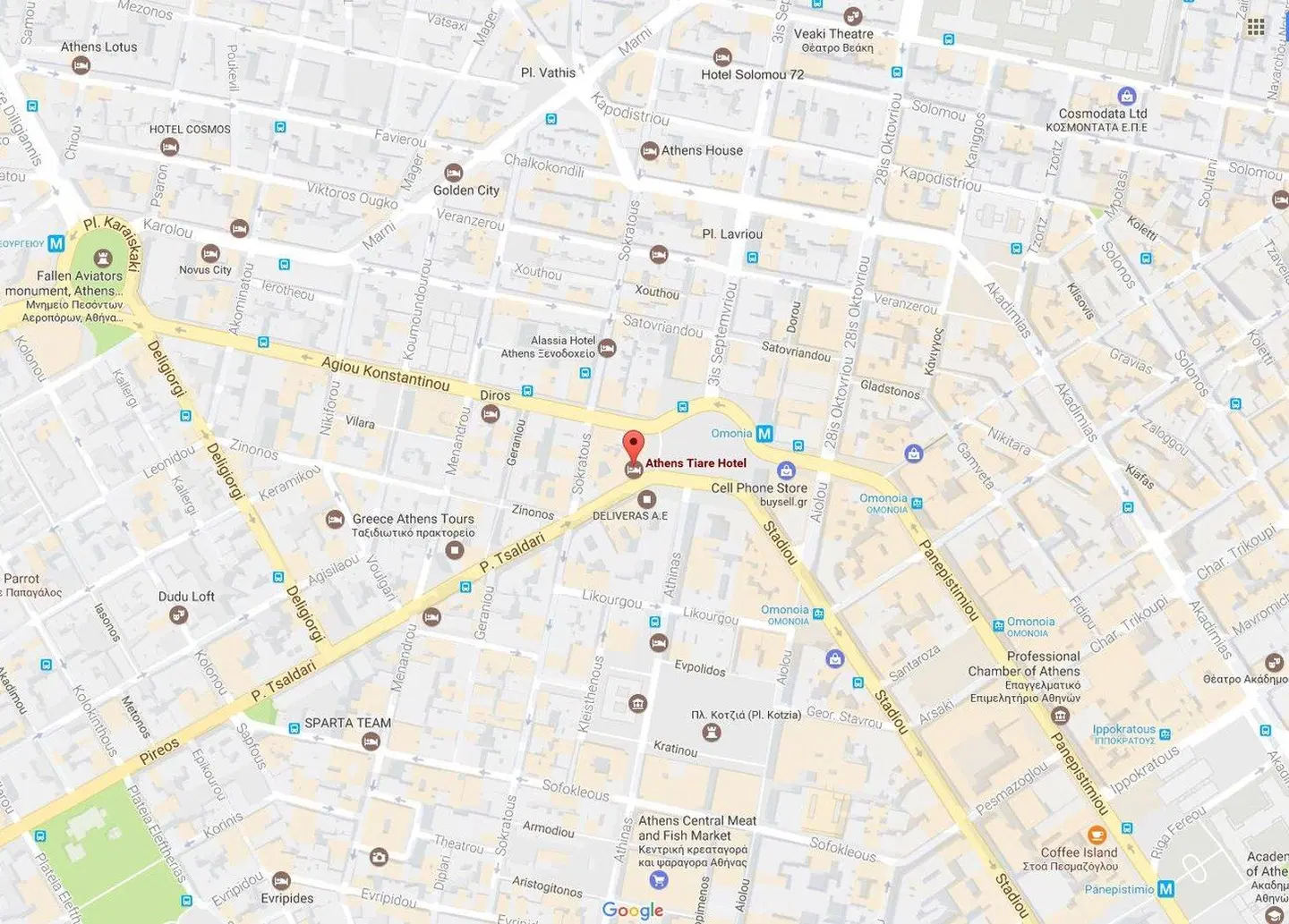 Athens Tiare Hotel Landkarte