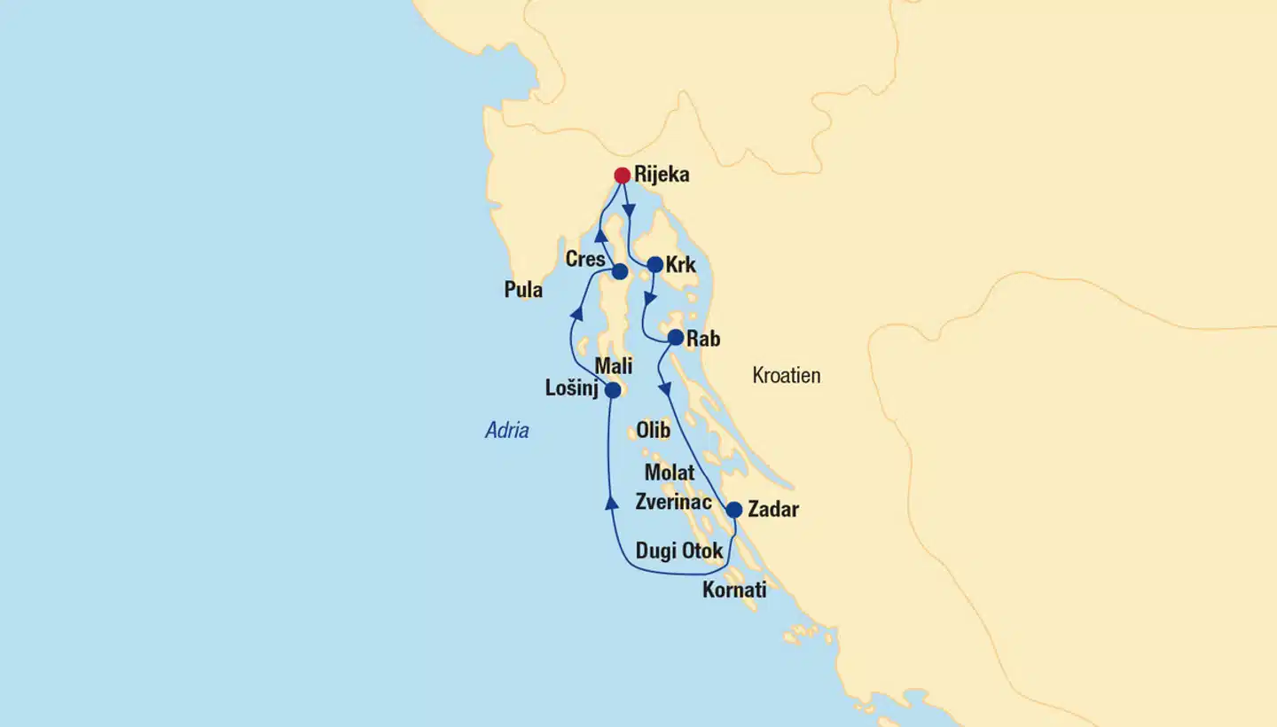 Blaue Reise Motorsegler Landkarte