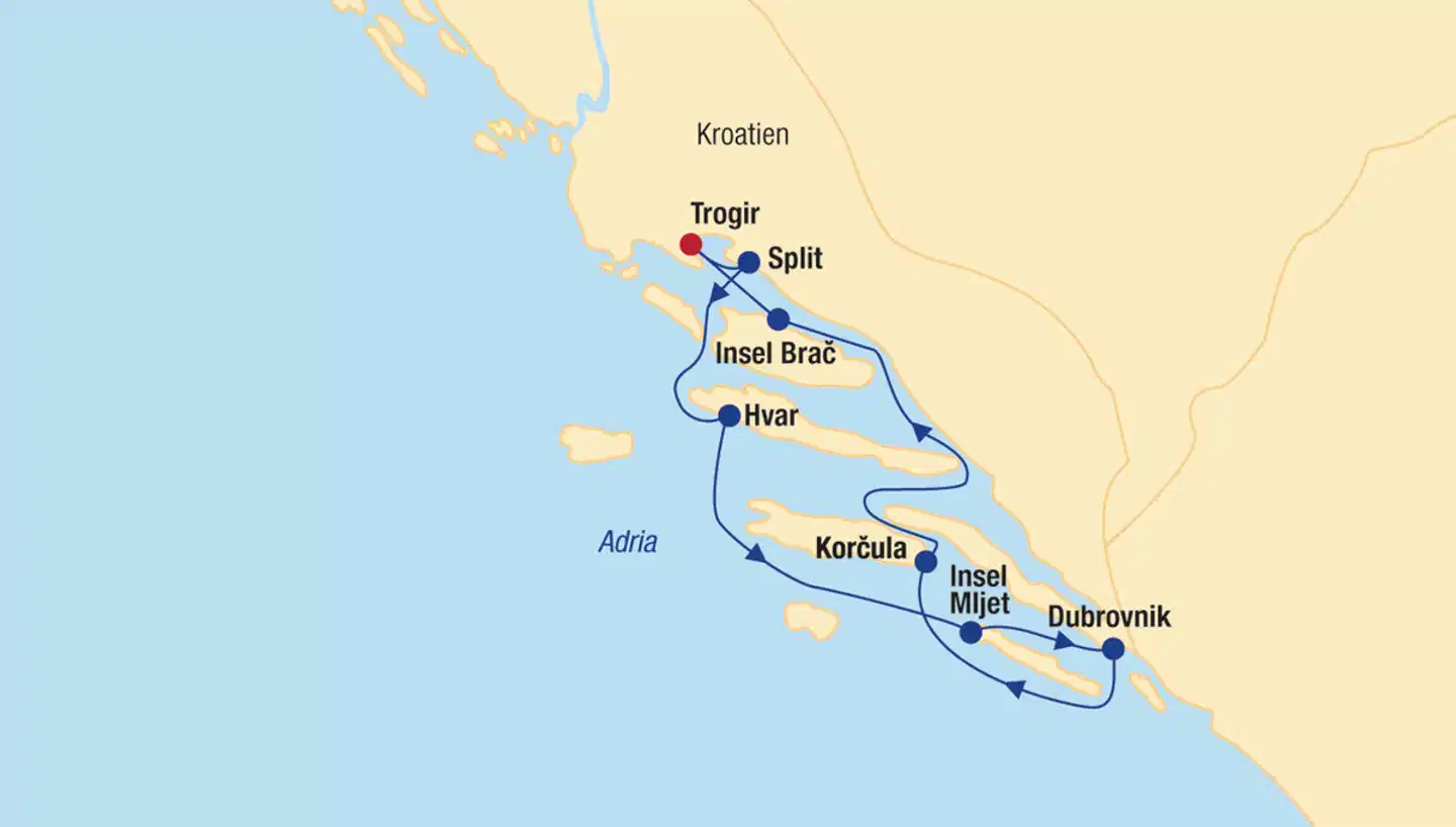 Blaue Reise Motorsegler Landkarte