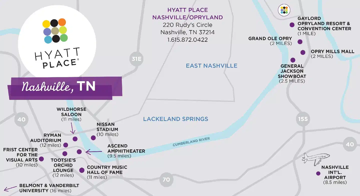 Hyatt Place Nashville/Opryland Landkarte