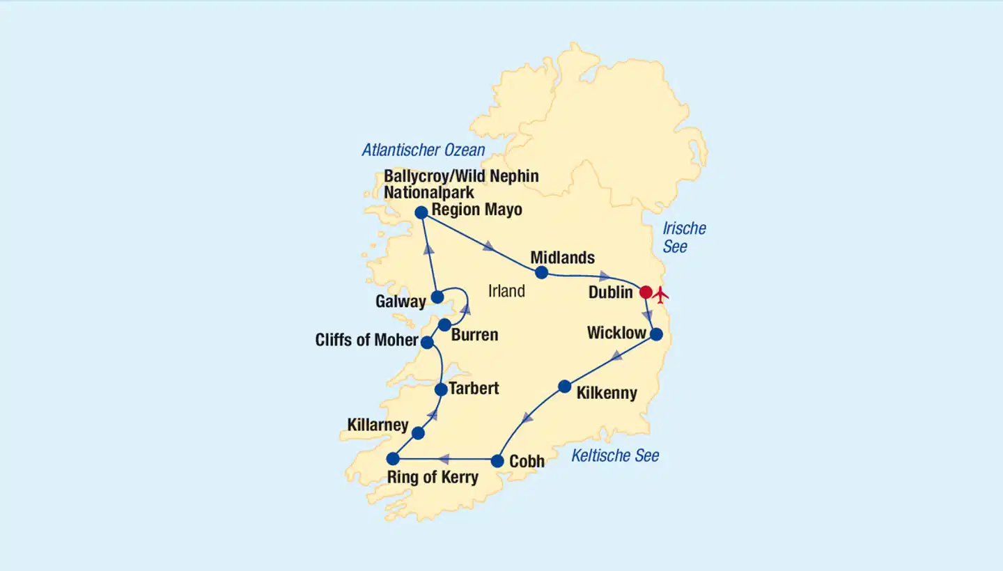 Irland Rundreise Landkarte