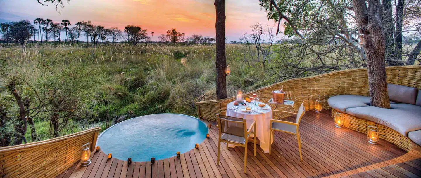 andBeyond Sandibe Okavango Safari Lodge Terrasse