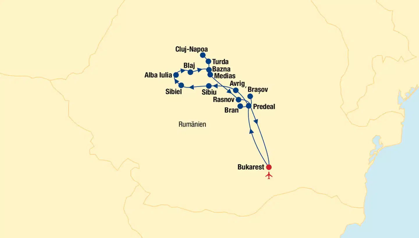 Rumänien Rundreise - Siebenbürgen Landkarte
