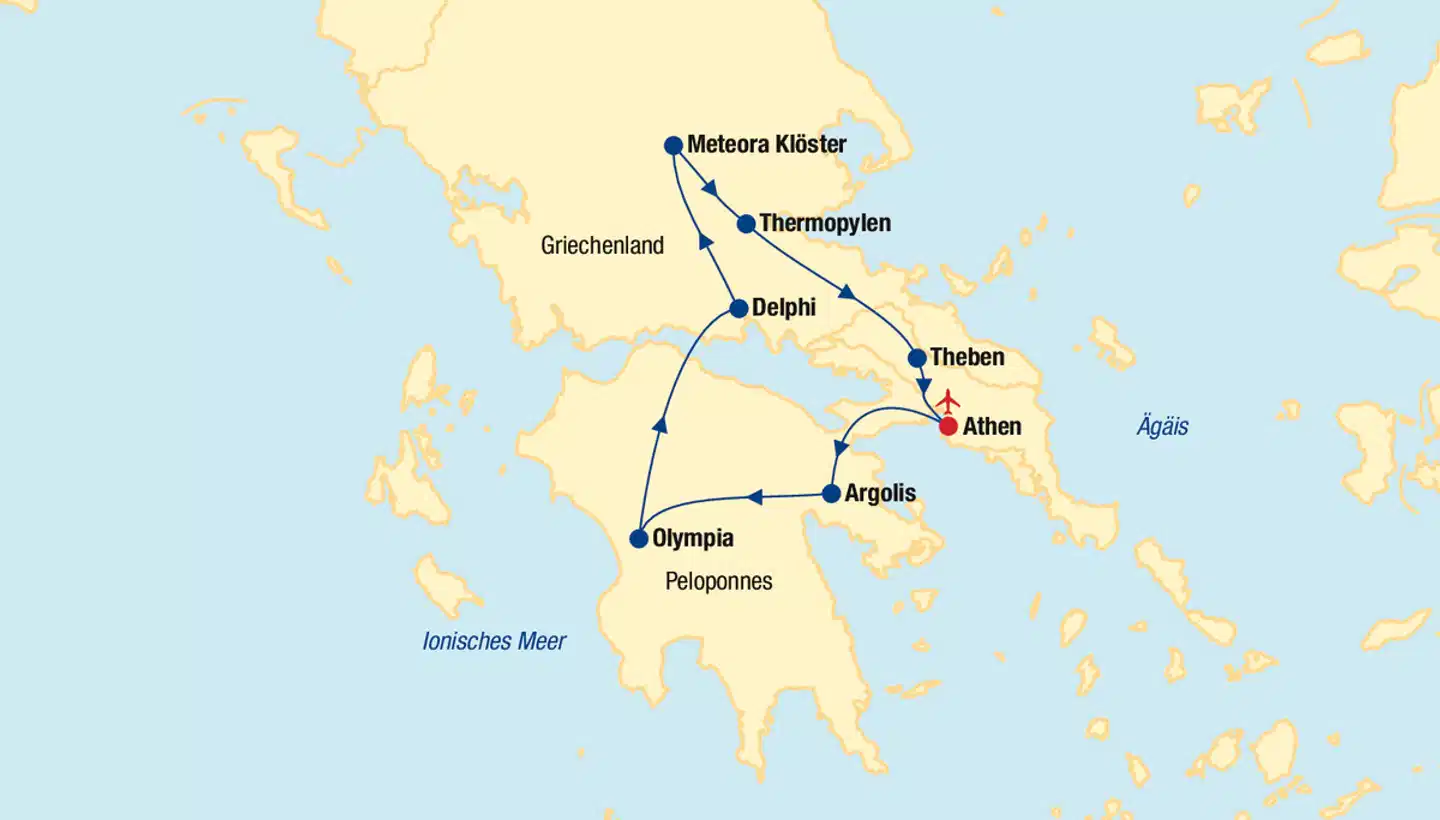 Griechenland Rundreise Landkarte