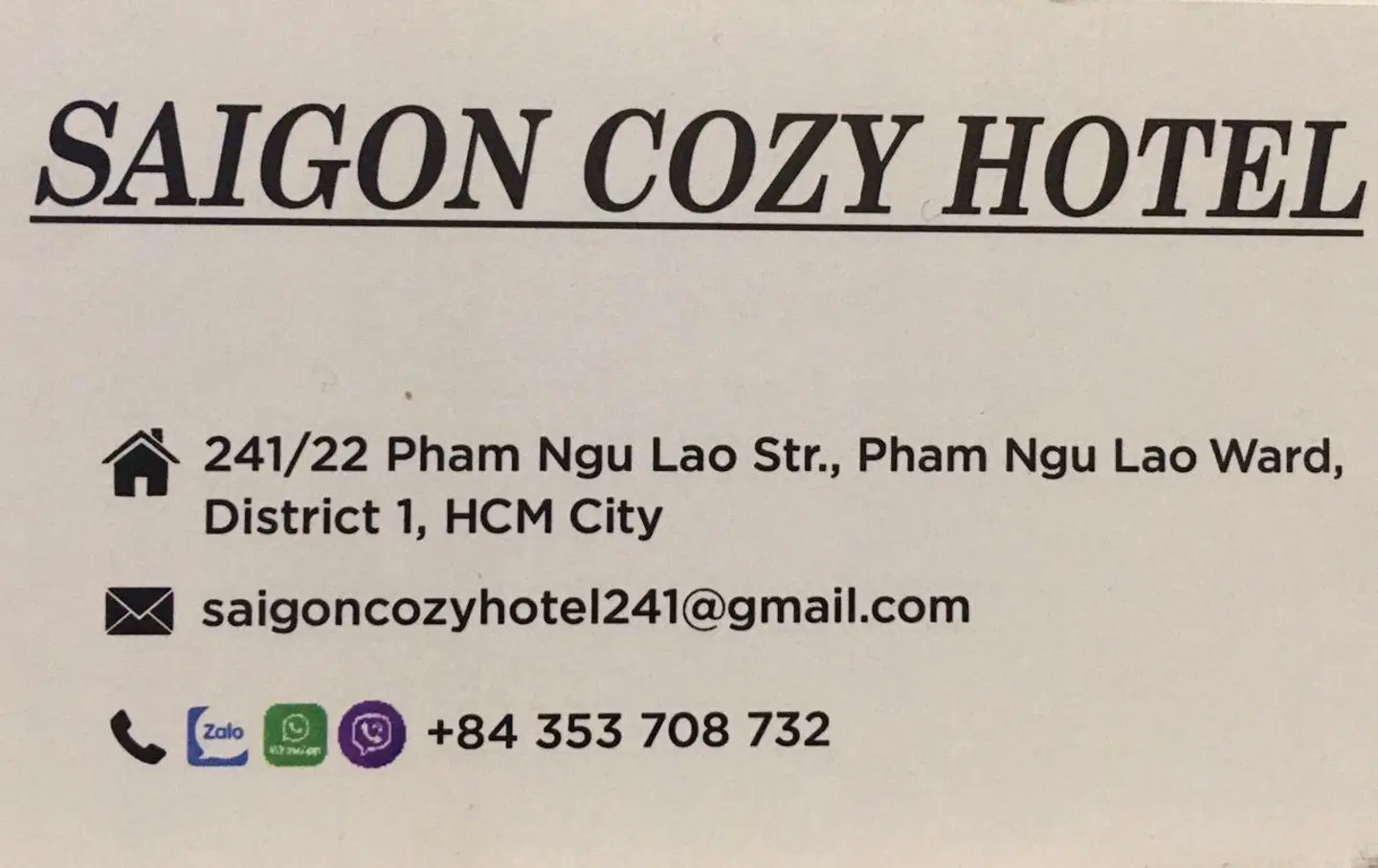 Saigon Cozy Hotel Landkarte