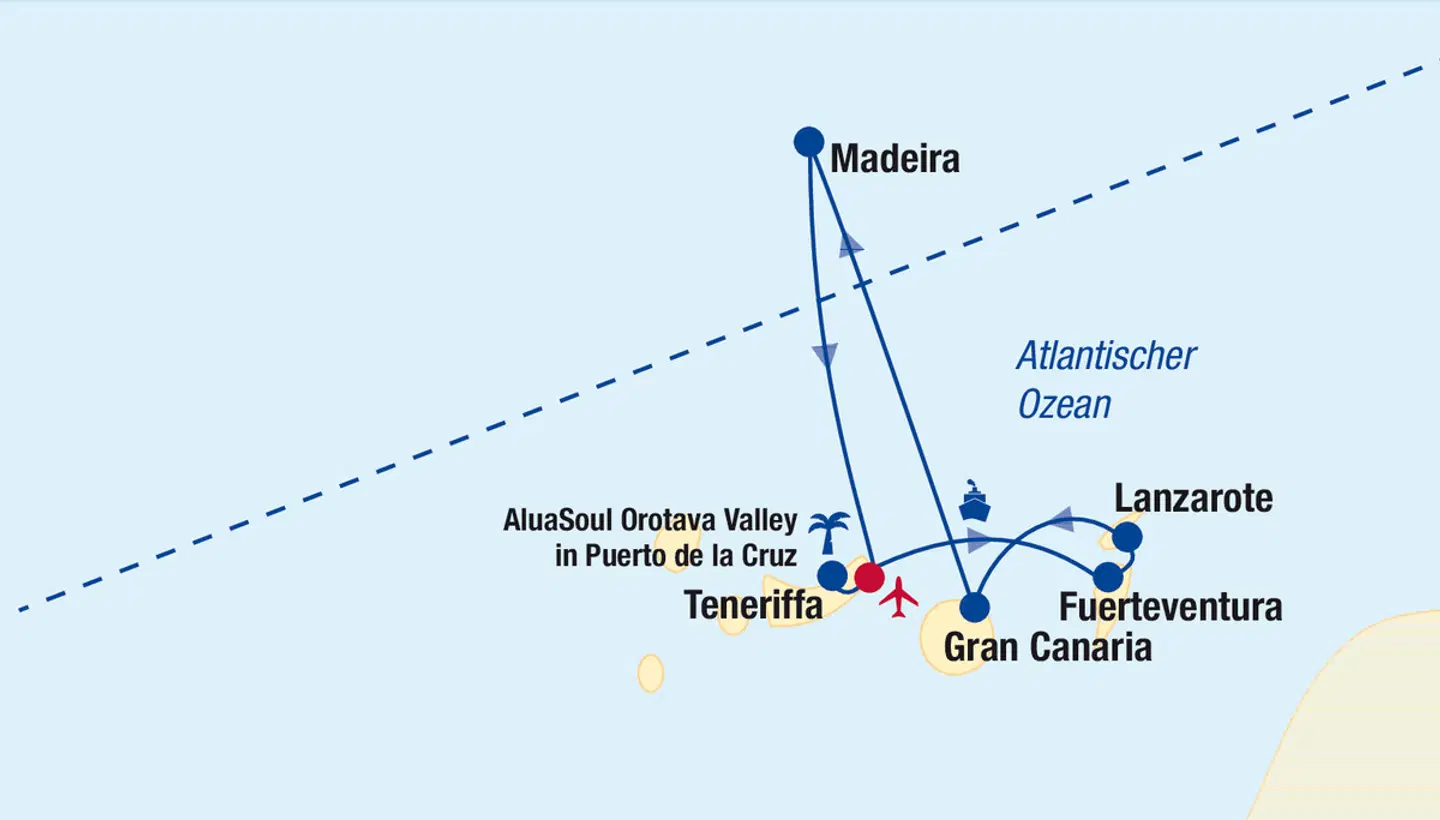 Kreuzfahrt AIDAcosma + Baden auf Teneriffa Landkarte