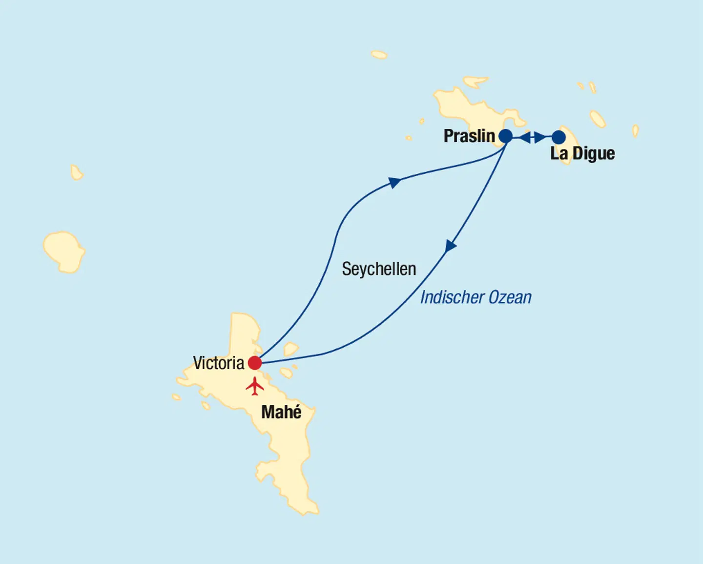 Seychellen Inselkombi Landkarte