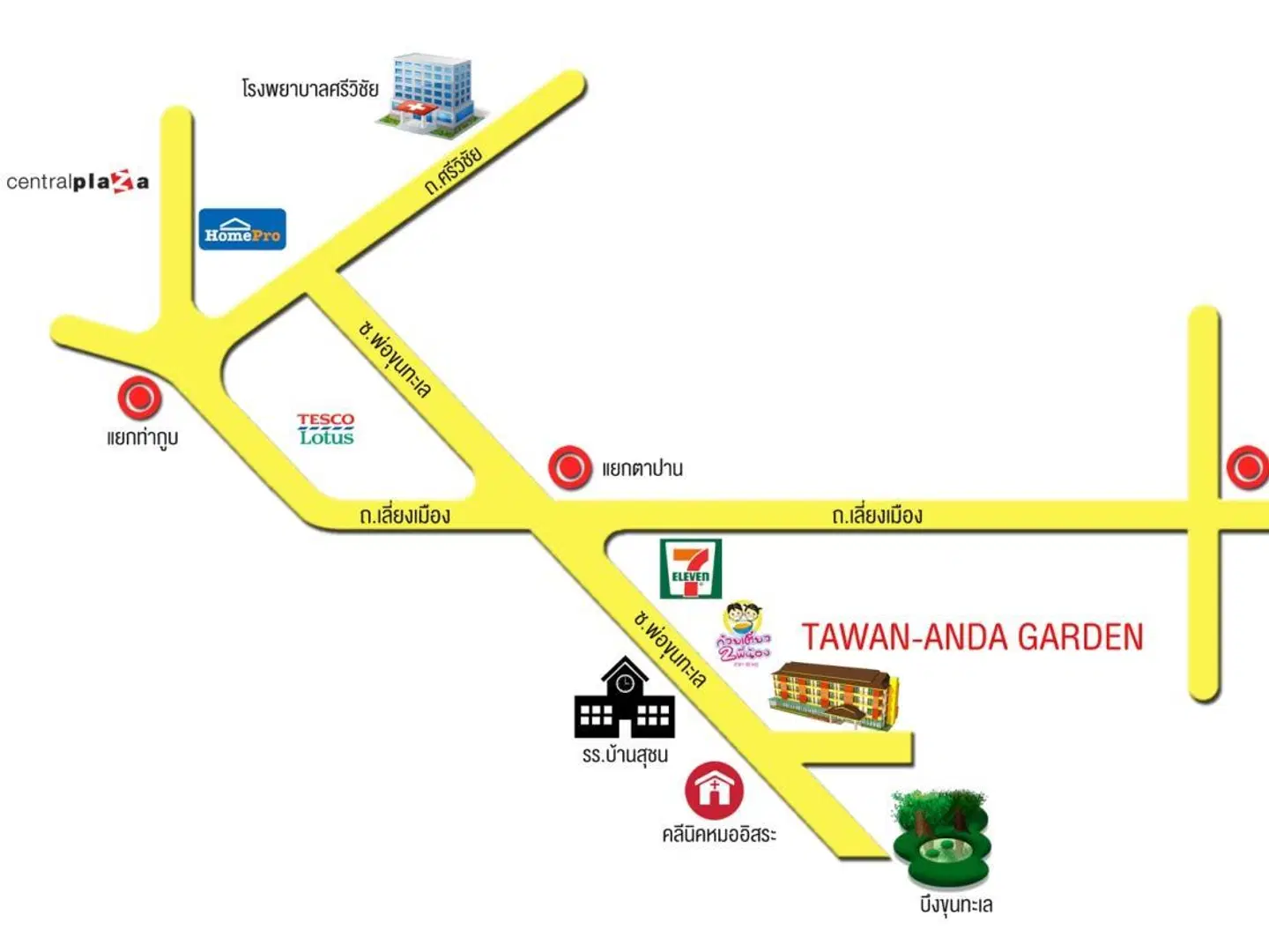 Tawan Anda Garden Hotel Landkarte