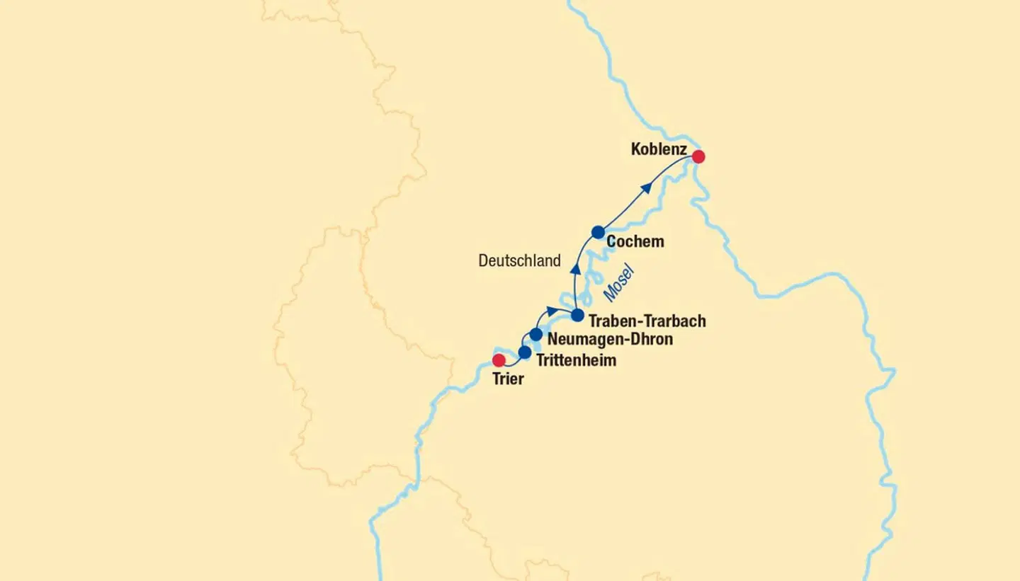 Mosel-Radweg ab Trier/bis Koblenz Landkarte