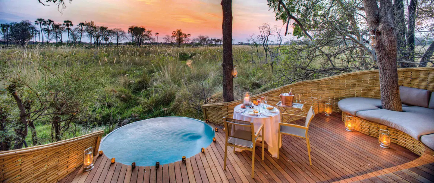 andBeyond Sandibe Okavango Safari Lodge Terrasse