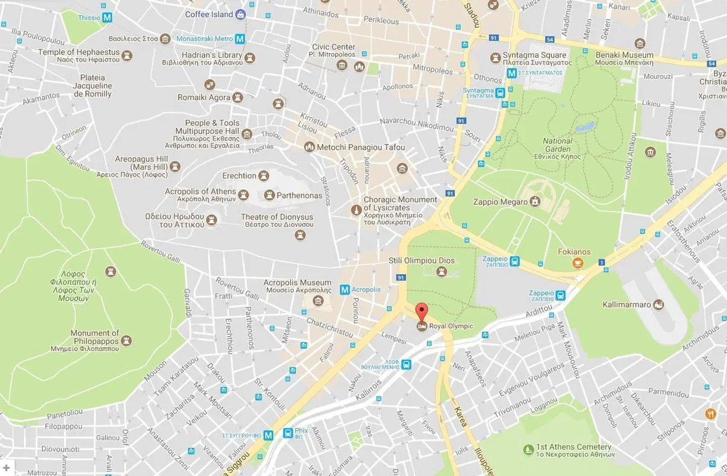 Royal Olympic Hotel Landkarte