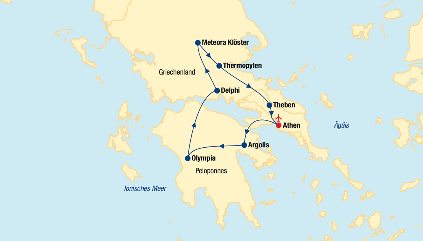 Griechenland Rundreise Landkarte