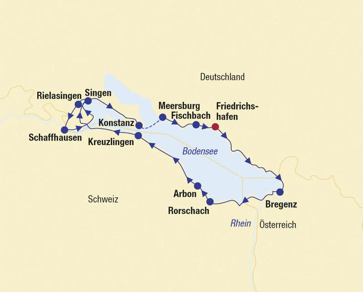 Bodensee-Radtour Drei-Länder-Tour Landkarte