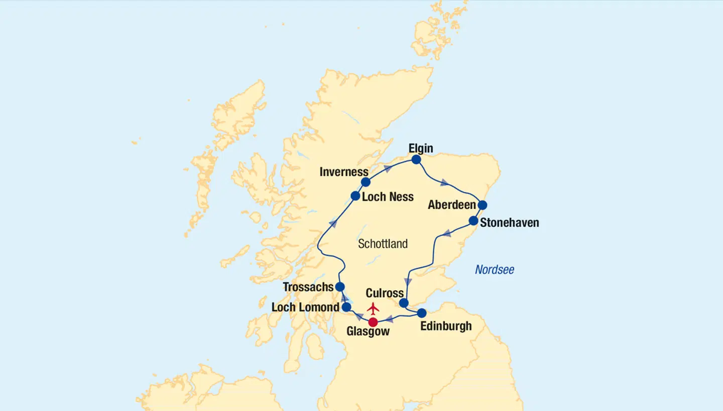 Schottland Rundreise Landkarte