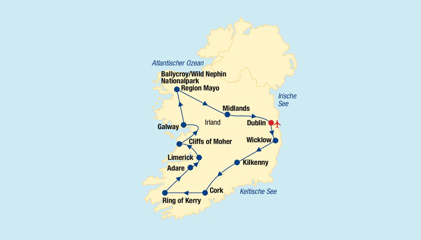 Irland Rundreise Landkarte