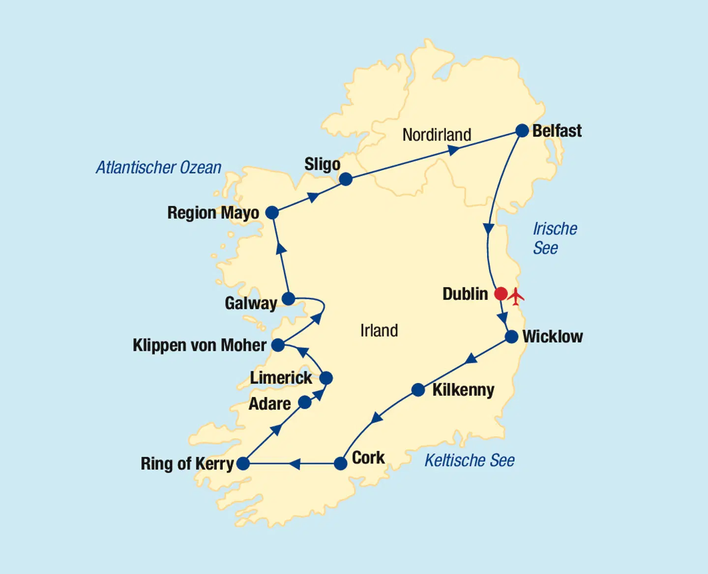Irland Rundreise Landkarte