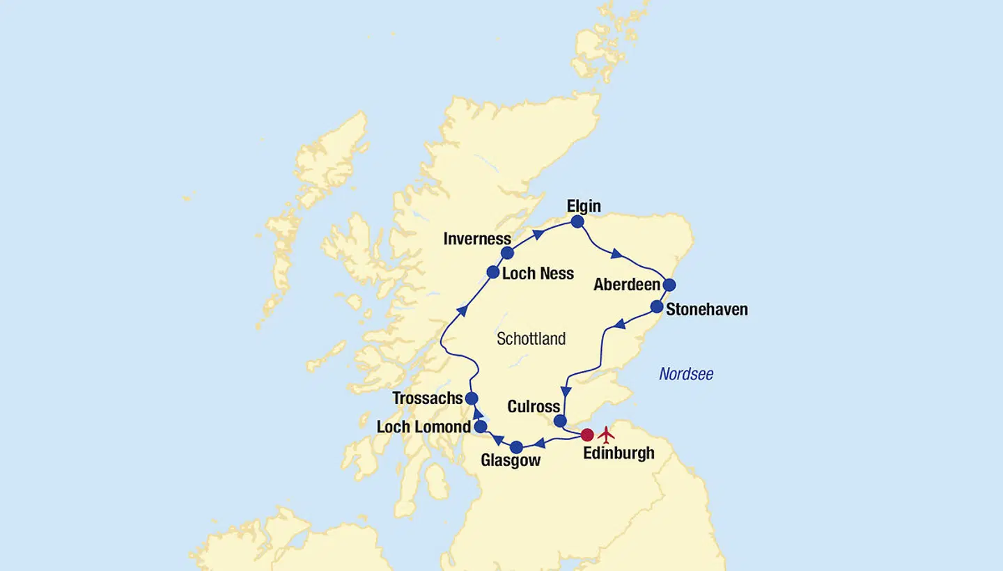 Schottland Rundreise Landkarte