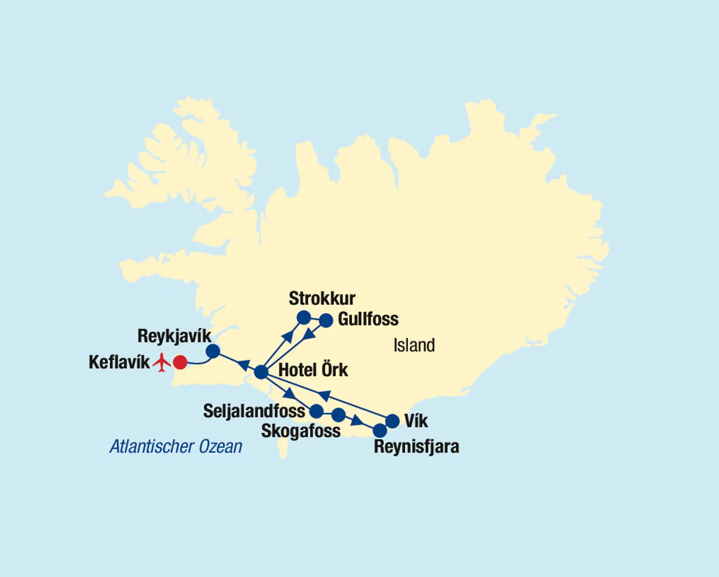 Island Rundreise Landkarte
