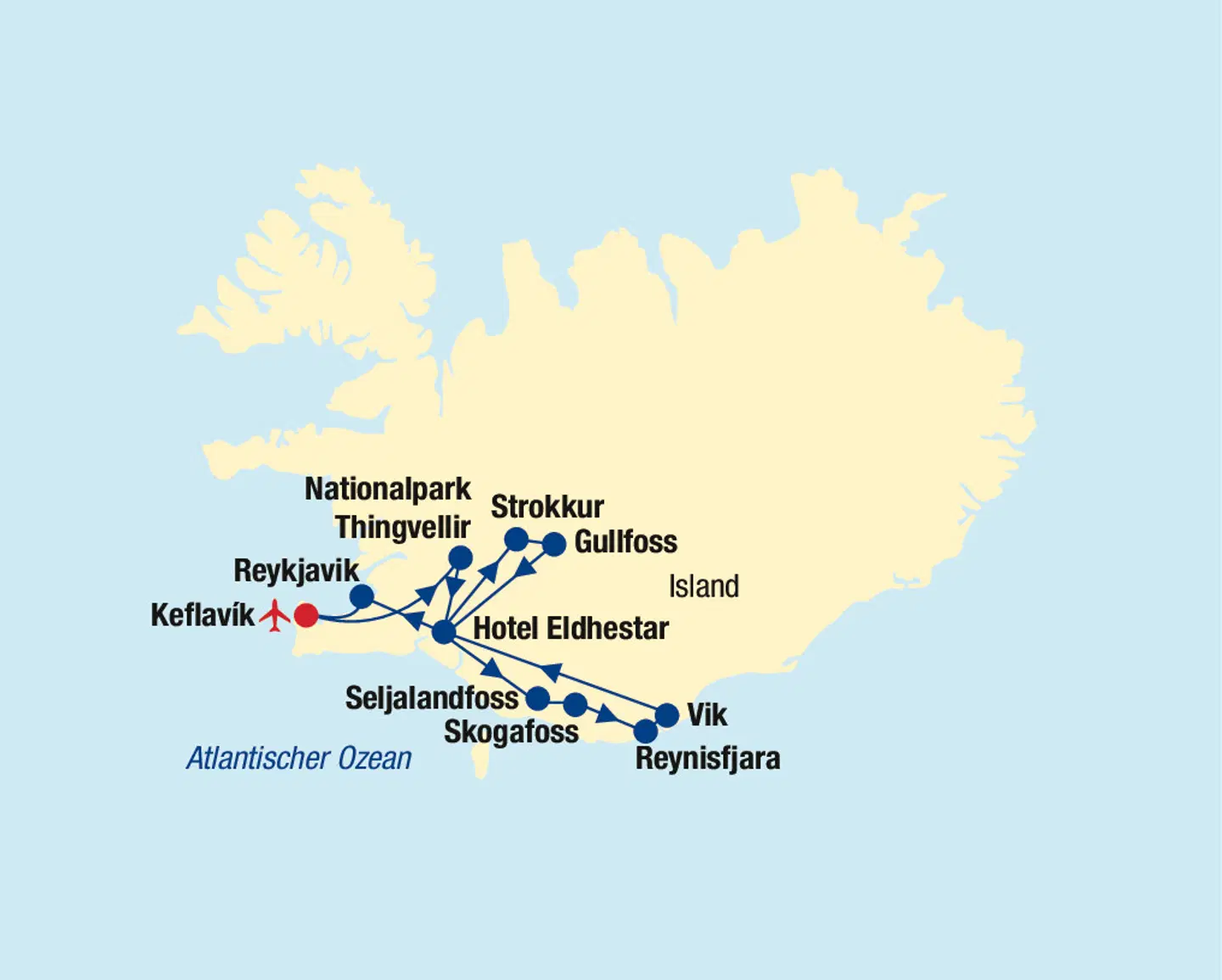 Island Rundreise Landkarte