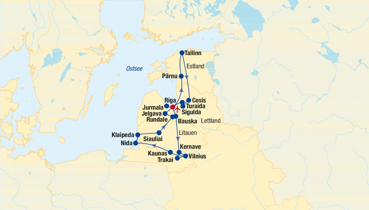 Baltikum Rundreise Landkarte