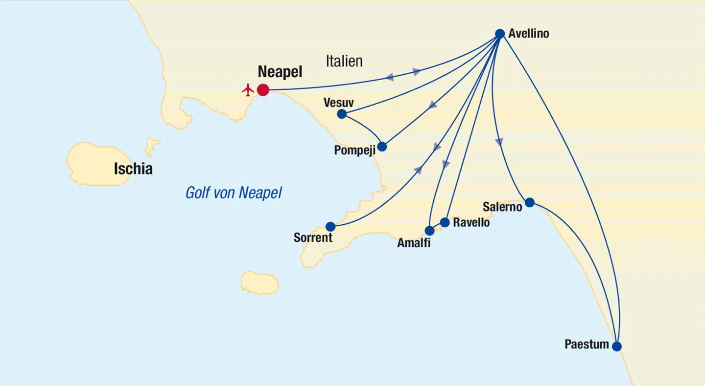 Kampanien Rundreise Landkarte