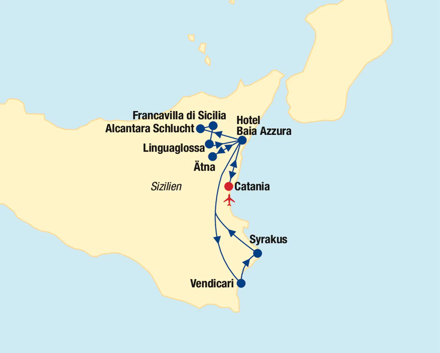 Sizilien Standortrundreise Landkarte