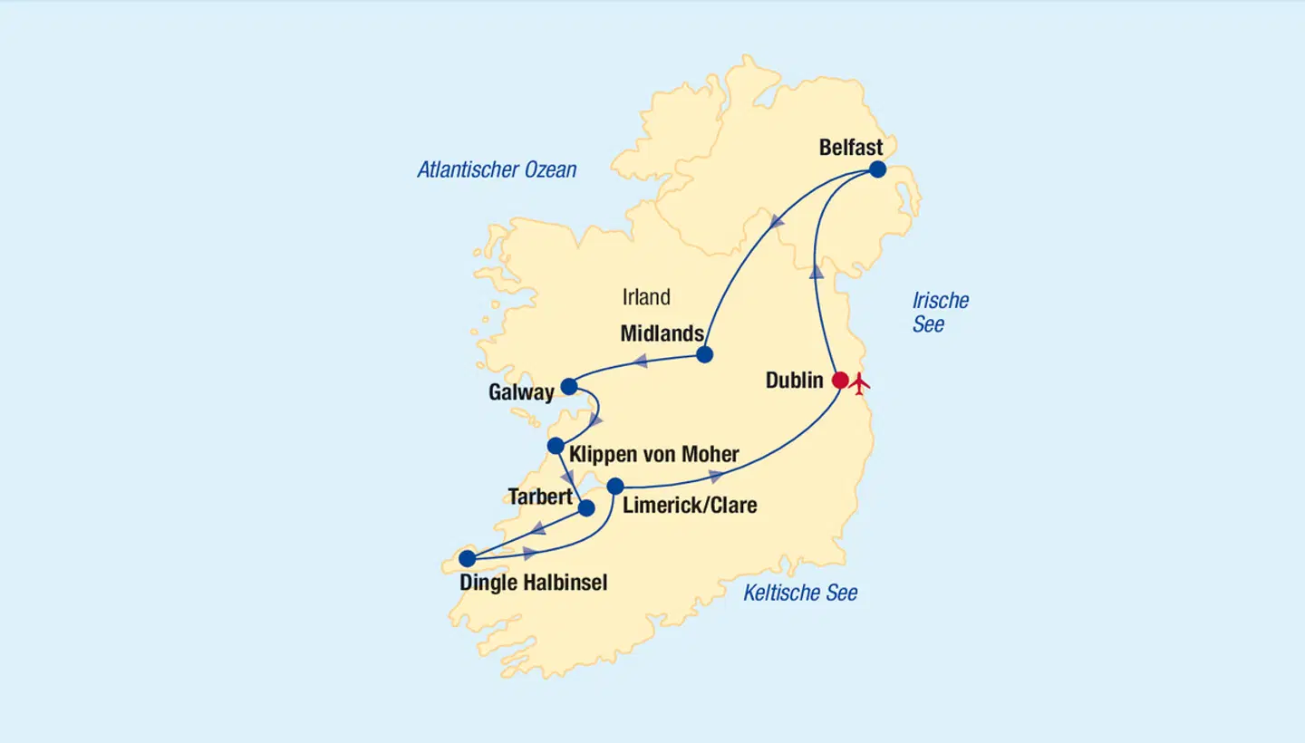 Irland Rundreise Landkarte