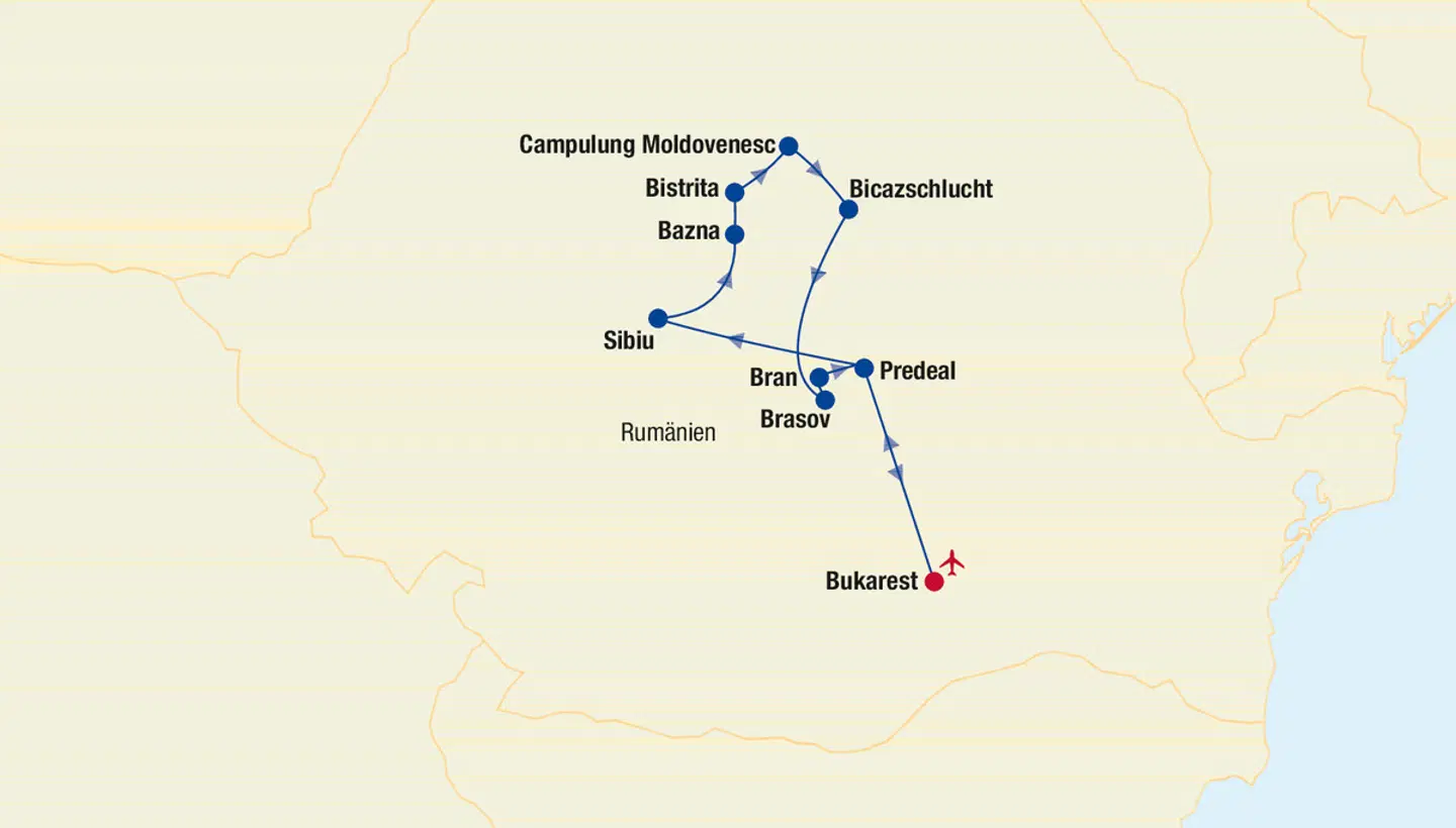 Rumänien Rundreise Landkarte