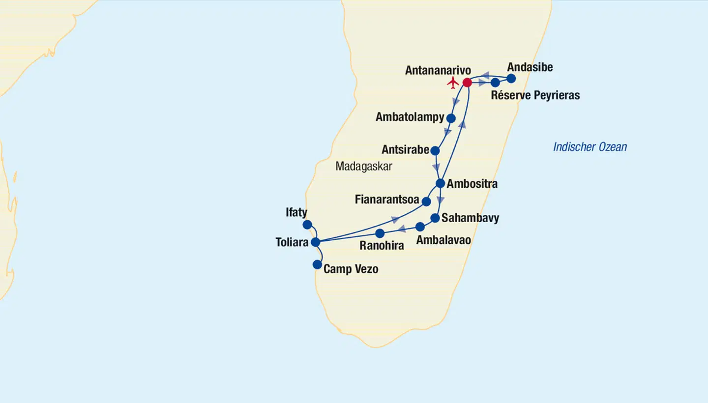 Madagaskar Rundreise Landkarte