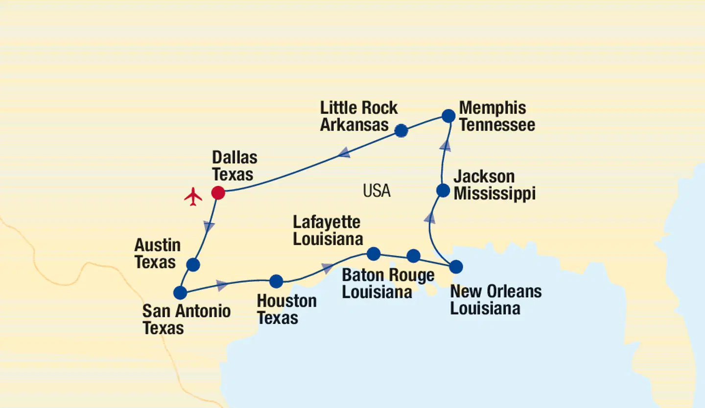 Texas & Südstaaten Landkarte