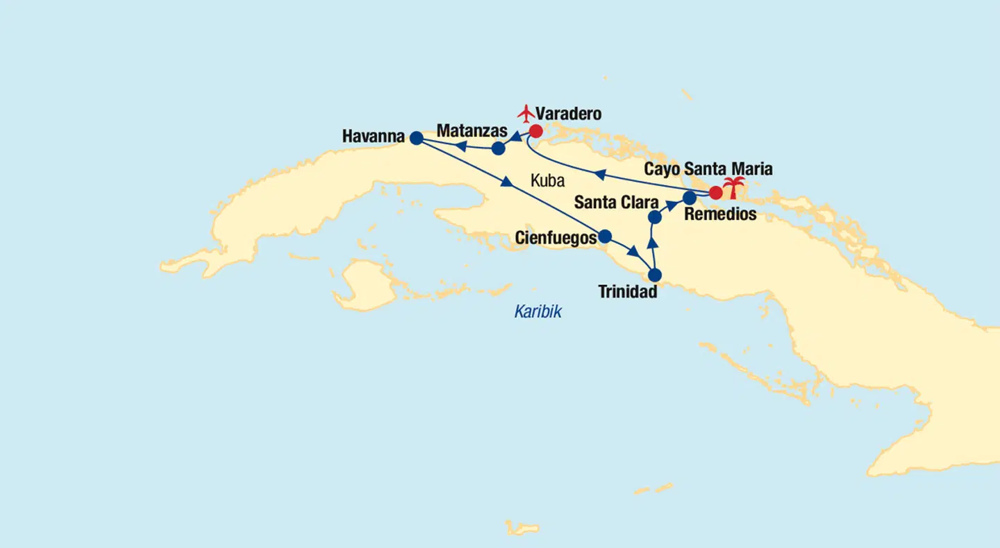 Kuba Rundreise & Baden Landkarte
