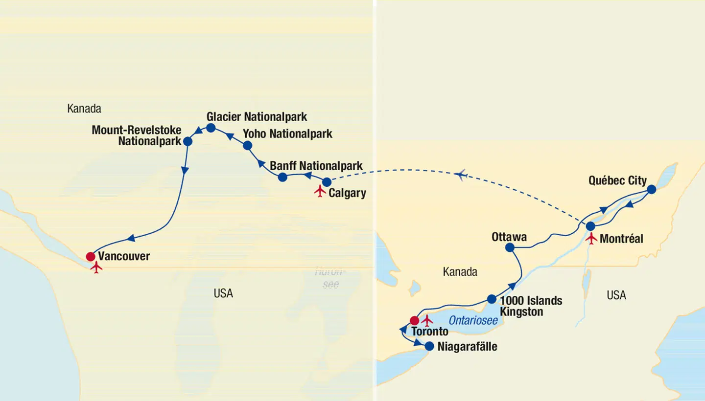 Kanada Rundreise Landkarte