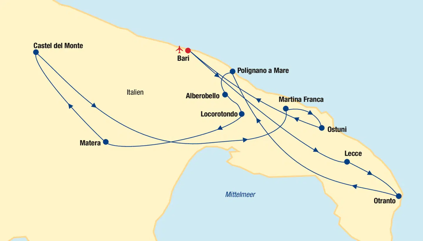 Apulien Rundreise Landkarte