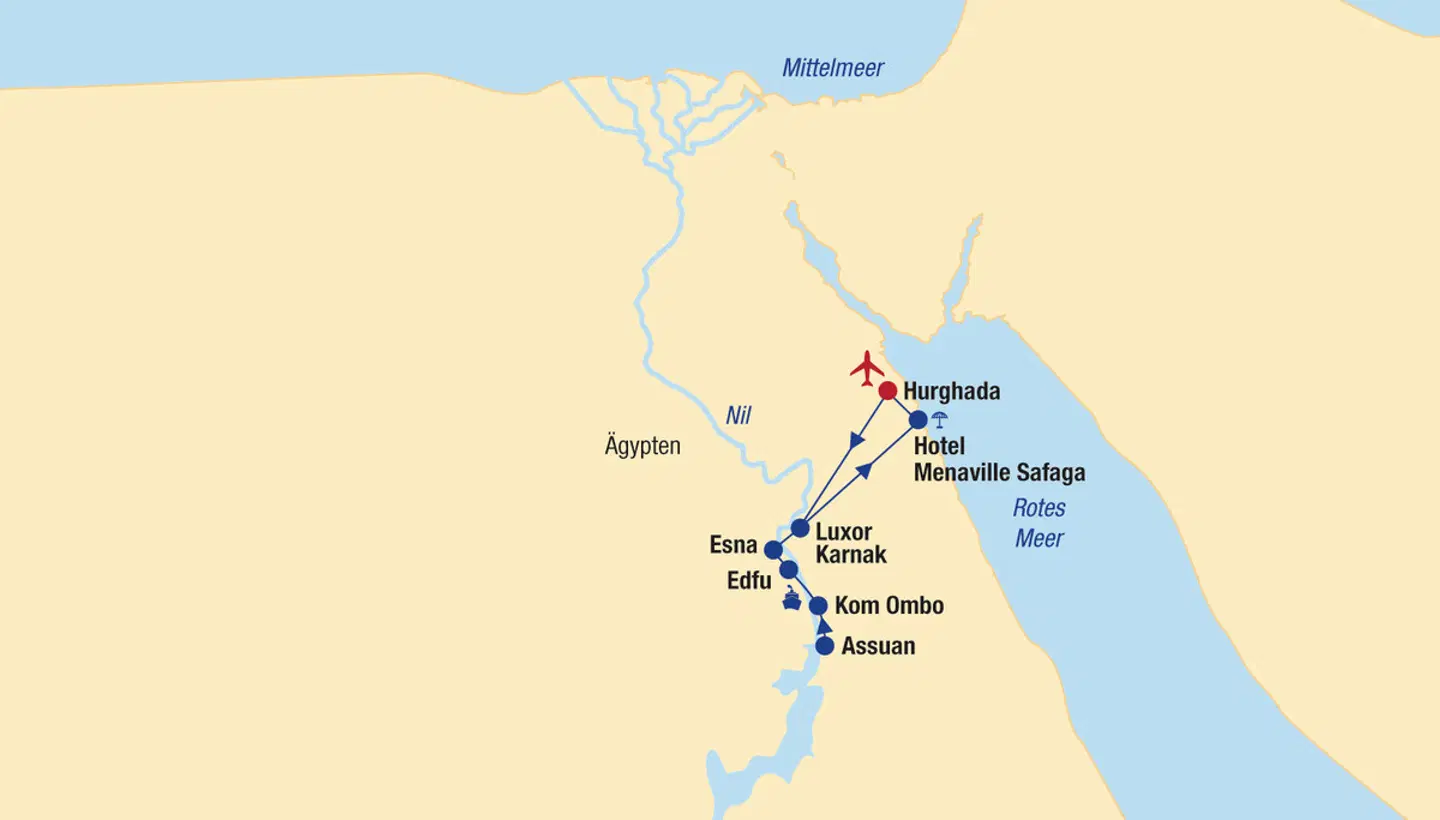 Nilkreuzfahrt & Baden Landkarte