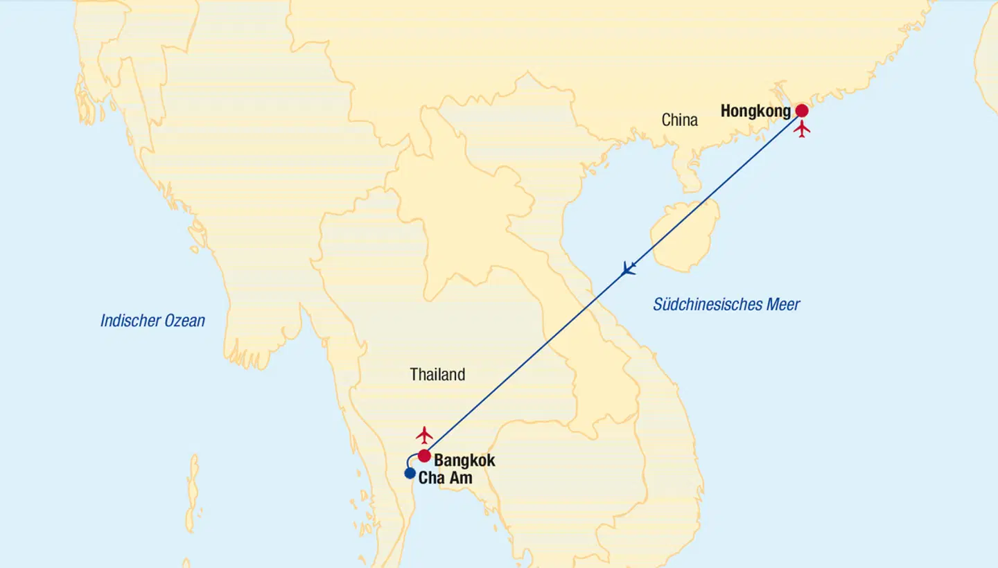 Hongkong & Thailand Kombination Landkarte