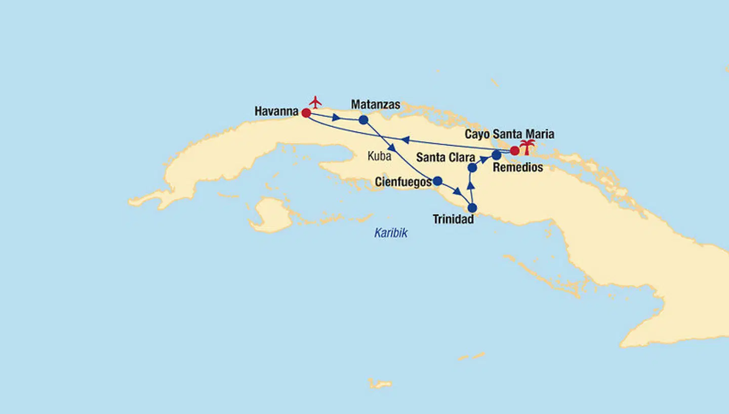 Kuba Rundreise & Baden Landkarte