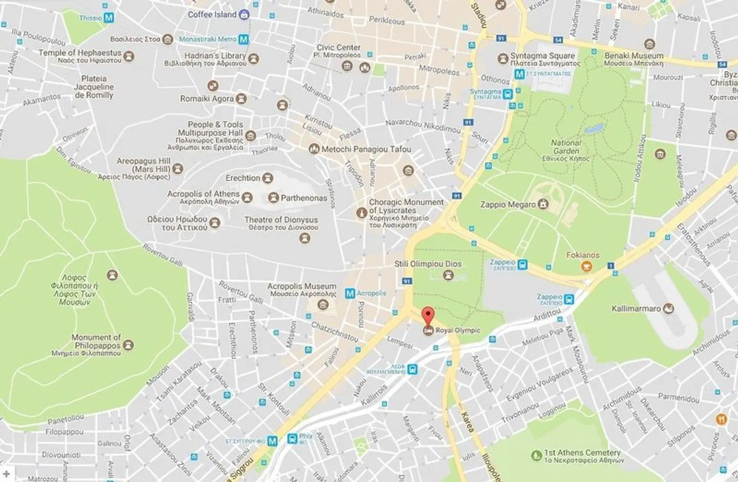 Royal Olympic Hotel Landkarte