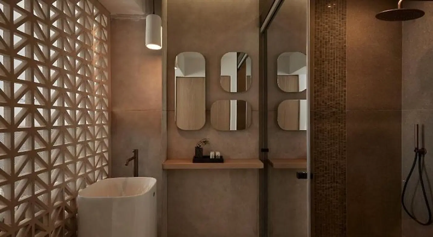 Mykonos Kosmoplaz Beach Resort Hotel Badezimmer