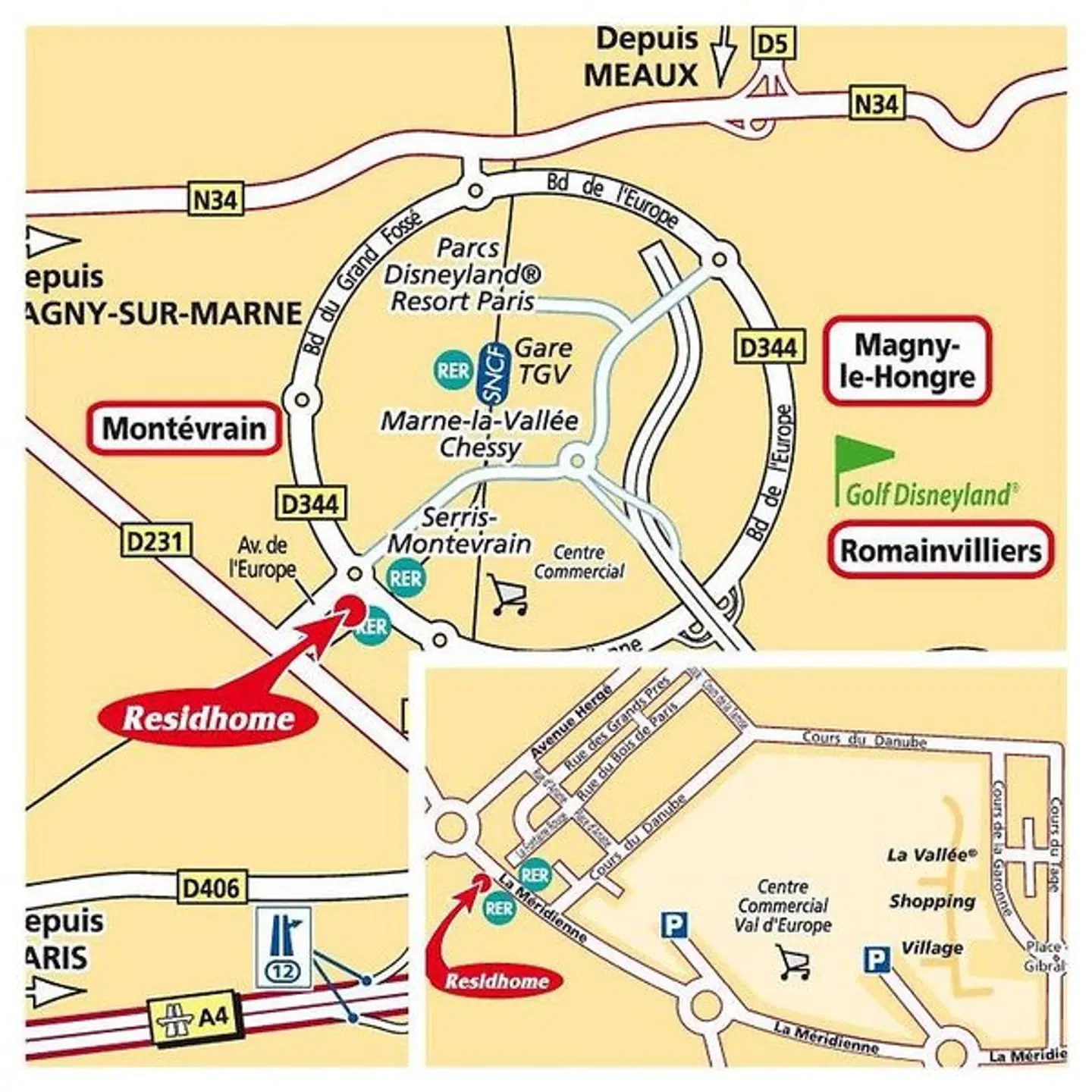 Residhome Val d'Europe Landkarte