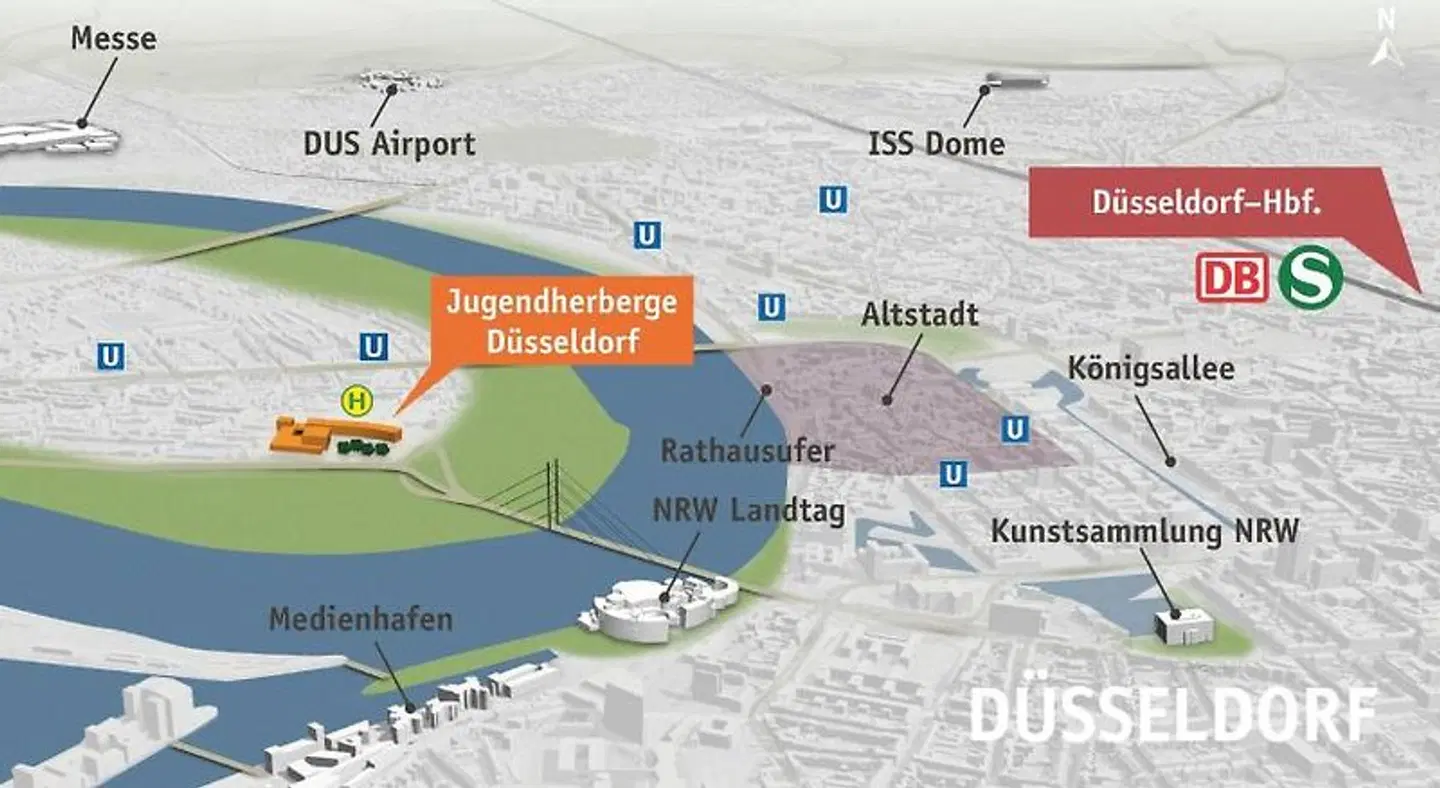 DJH Jugendherberge Düsseldorf Landkarte