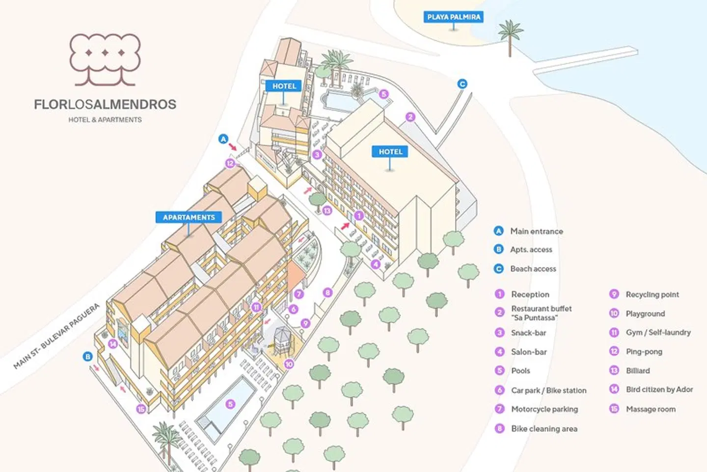 Flor Los Almendros Hotel & Apartments Landkarte