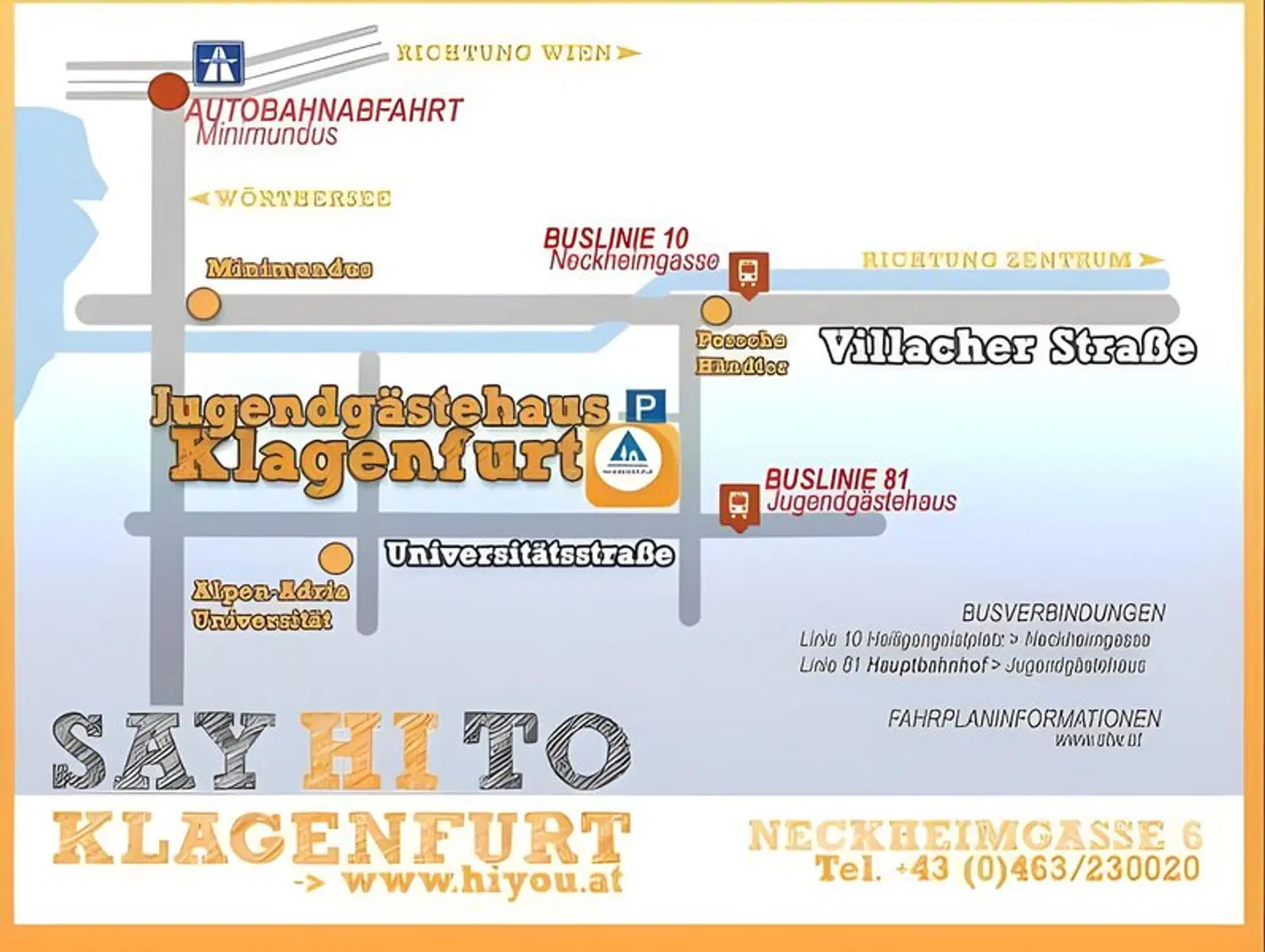 Jugend- und Familiengästehaus Klagenfurt Landkarte